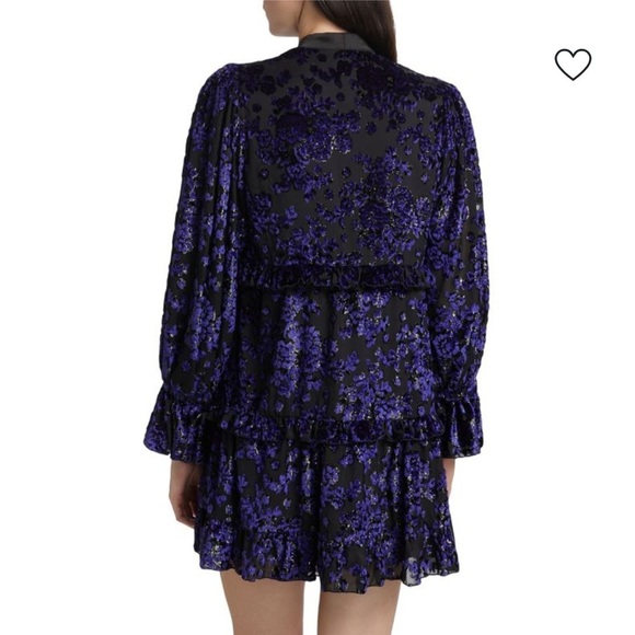 Alice + Olivia Moranne Ruffled Tiered Mini Dress in Midnight Blue NWT M Medium - Picture 3 of 12